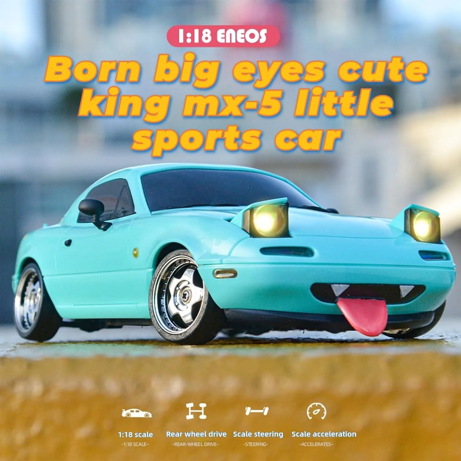 LD1804 RC Drift Car 1:18 Scale Mini MX-5 RWD 2.4GHz Miata RC Vehicles with Gyro and LED Lights for Adults Hobby Toys (Blue)