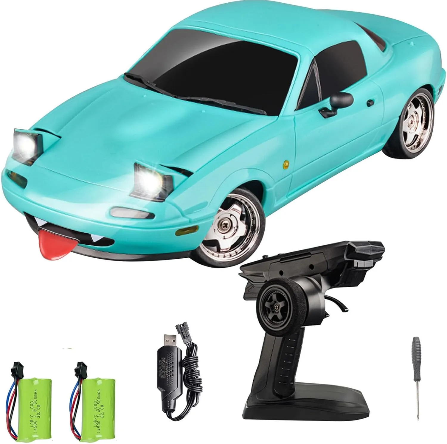 LD1804 RC Drift Car 1:18 Scale Mini MX-5 RWD 2.4GHz Miata RC Vehicles with Gyro and LED Lights for Adults Hobby Toys (Blue)