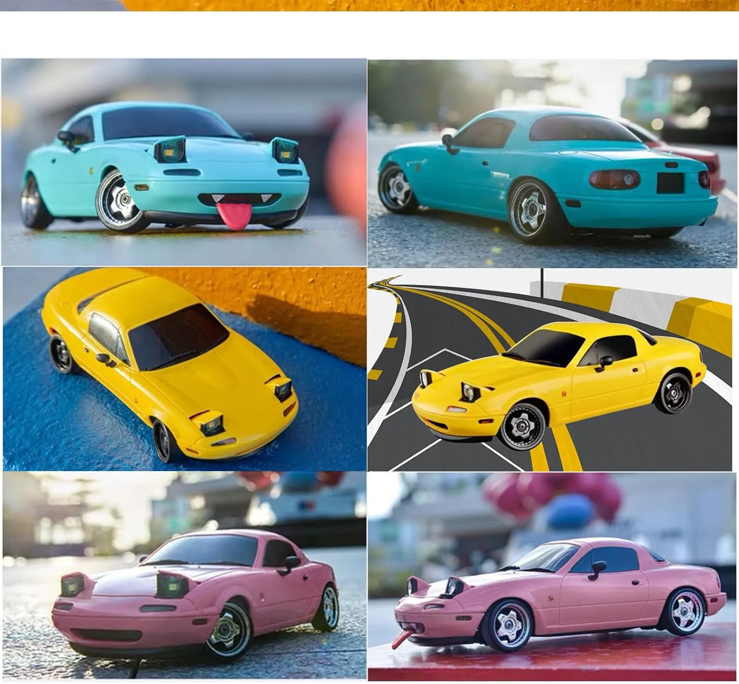 LD1804 RC Drift Car 1:18 Scale Mini MX-5 RWD 2.4GHz Miata RC Vehicles with Gyro and LED Lights for Adults Hobby Toys (Pink)