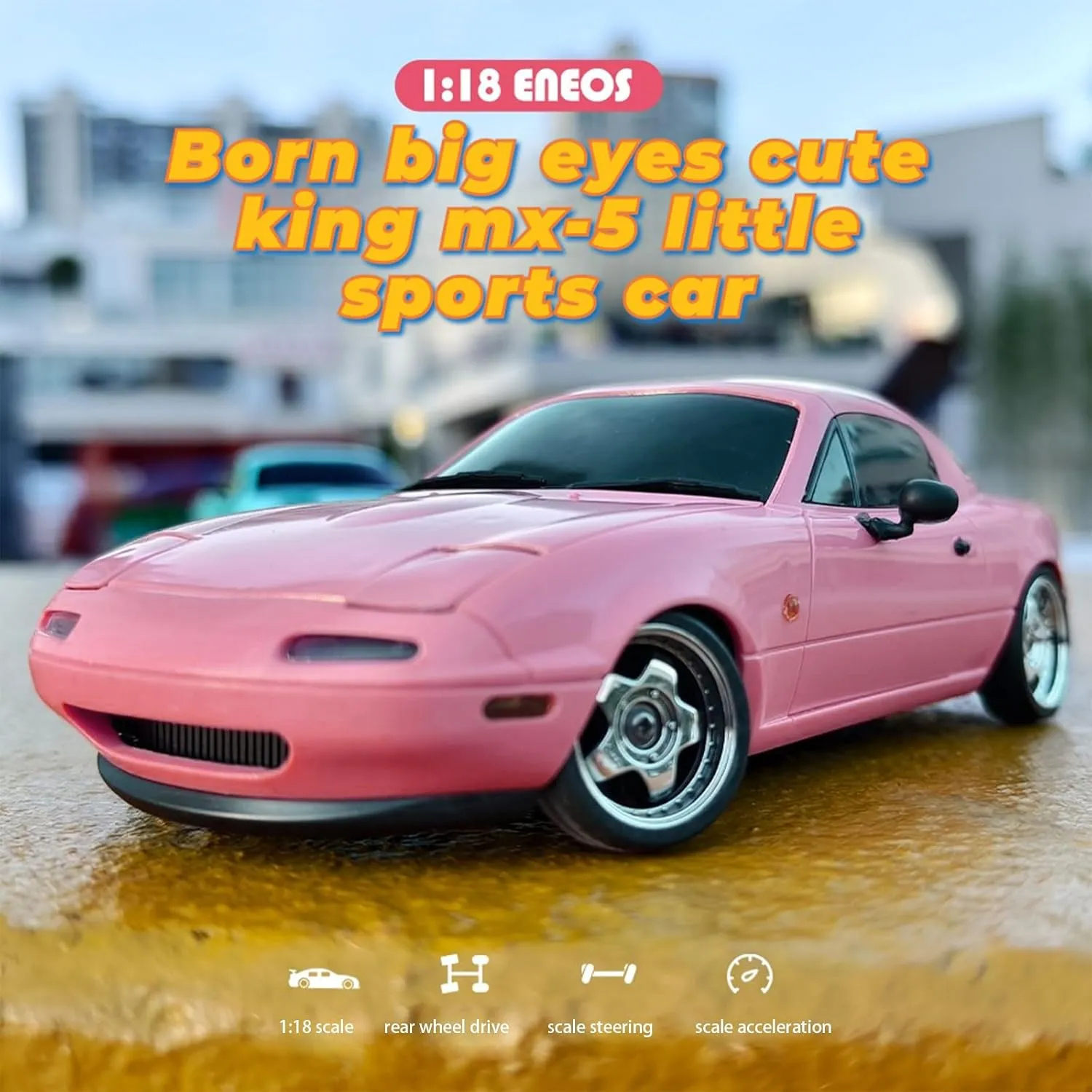 LD1804 RC Drift Car 1:18 Scale Mini MX-5 RWD 2.4GHz Miata RC Vehicles with Gyro and LED Lights for Adults Hobby Toys (Pink)