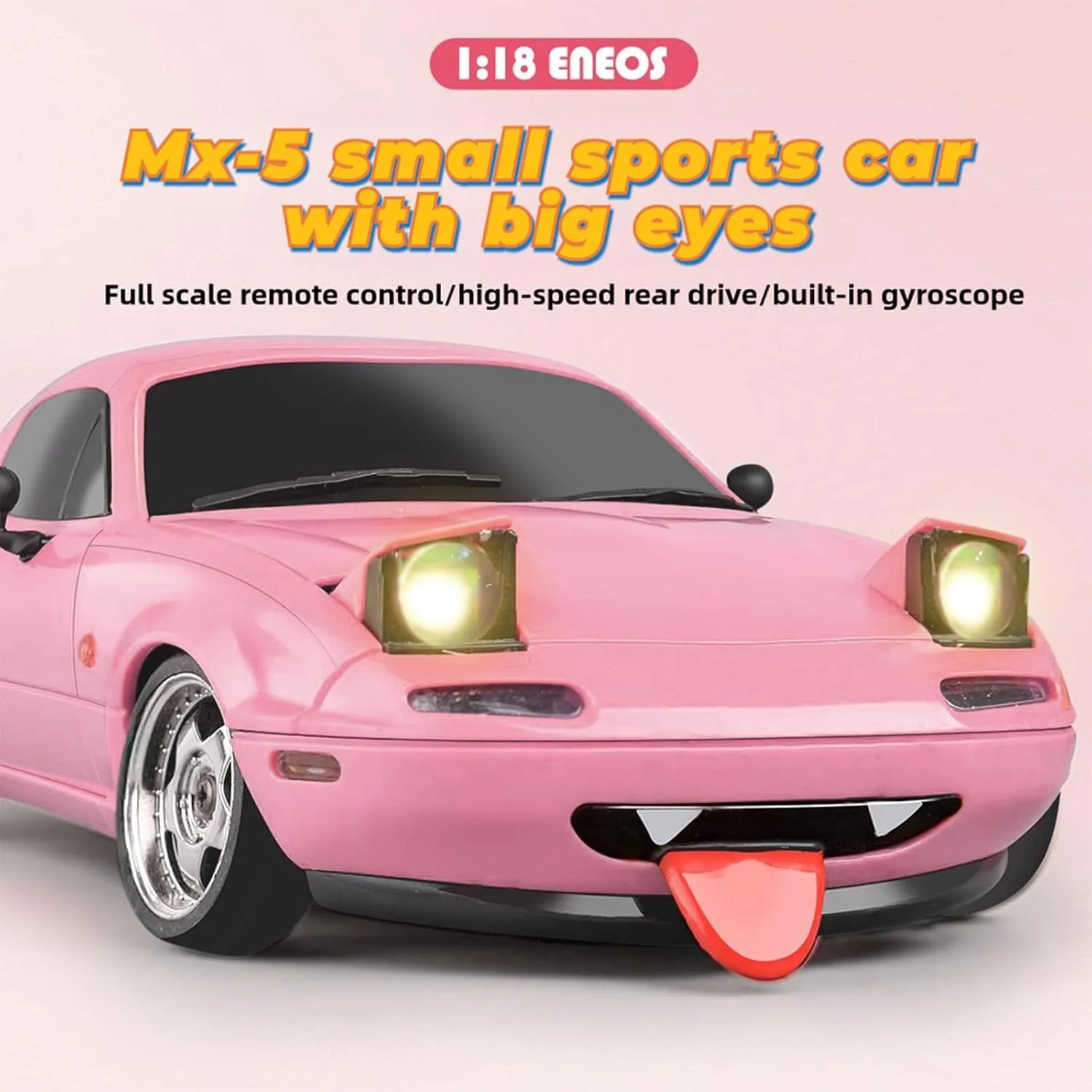 LD1804 RC Drift Car 1:18 Scale Mini MX-5 RWD 2.4GHz Miata RC Vehicles with Gyro and LED Lights for Adults Hobby Toys (Pink)