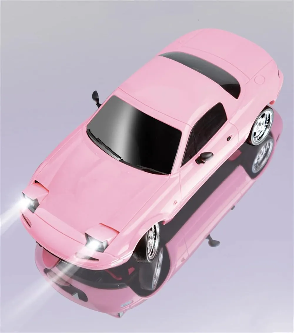 LD1804 RC Drift Car 1:18 Scale Mini MX-5 RWD 2.4GHz Miata RC Vehicles with Gyro and LED Lights for Adults Hobby Toys (Pink)