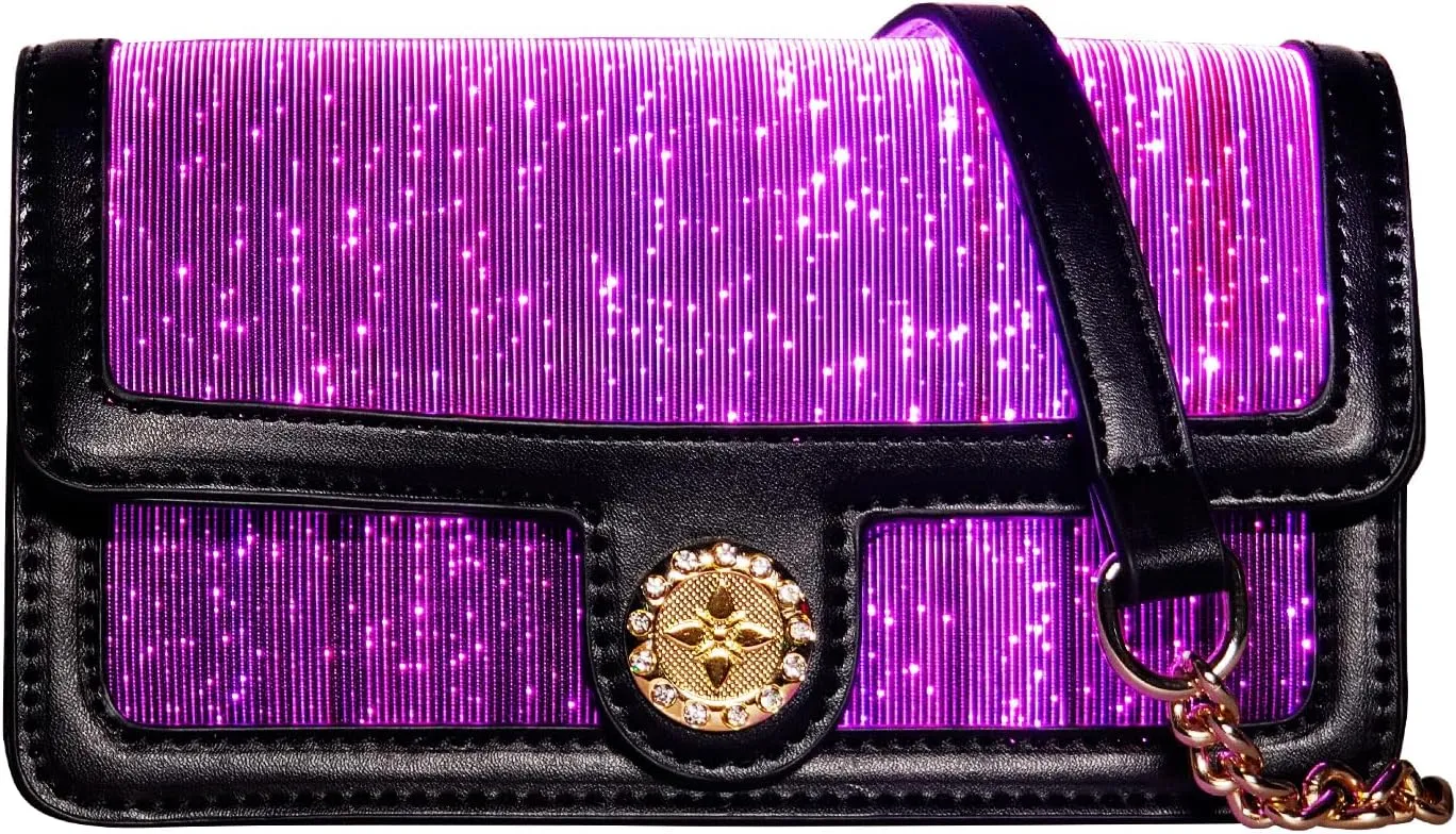 LED Bags Light up Purse 7 Colors Festival Evening Clutch Luminous Crossbody Bag Glow Handbags Leather Shoulder Bag