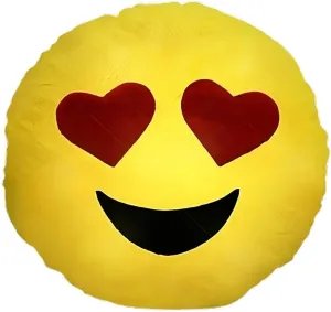 Light Up Emoji Heart Eyes Decorative Pillow - Nylon Fill - 18 inch Diameter