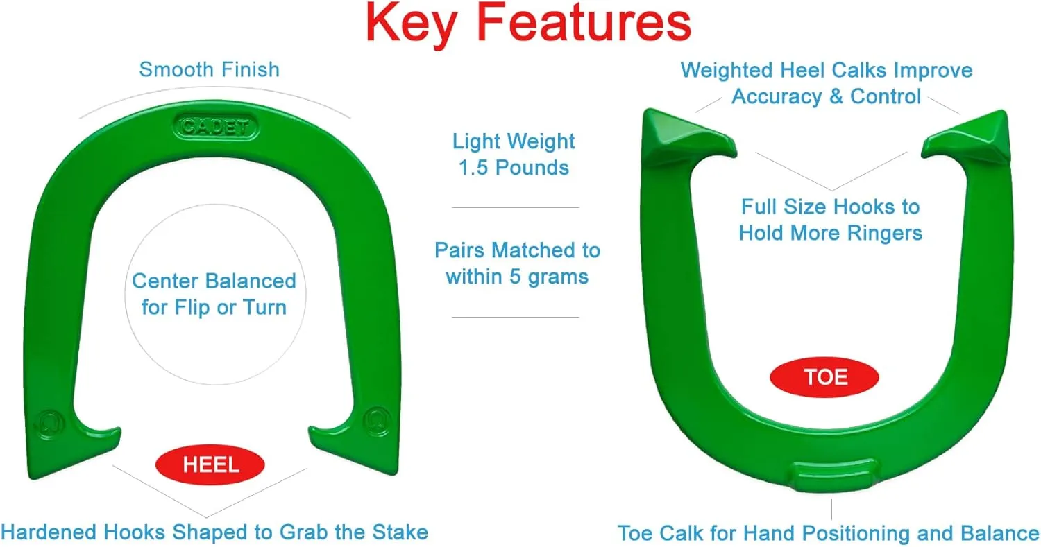 Light Weight Cadet Pitching Horseshoes - NHPA Sanctioned for Tournament Play - Drop Forged Steel - One Pair (2 Shoes)