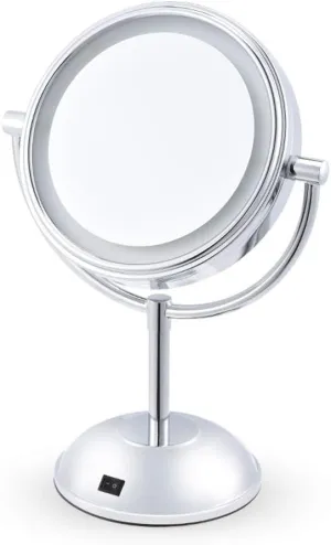 Lighted Makeup Mirror Makeup Mirror with and Magnification led Vanity Mirror Rechargeable and Cordless with TouchControl Brightness (Color : Silver)