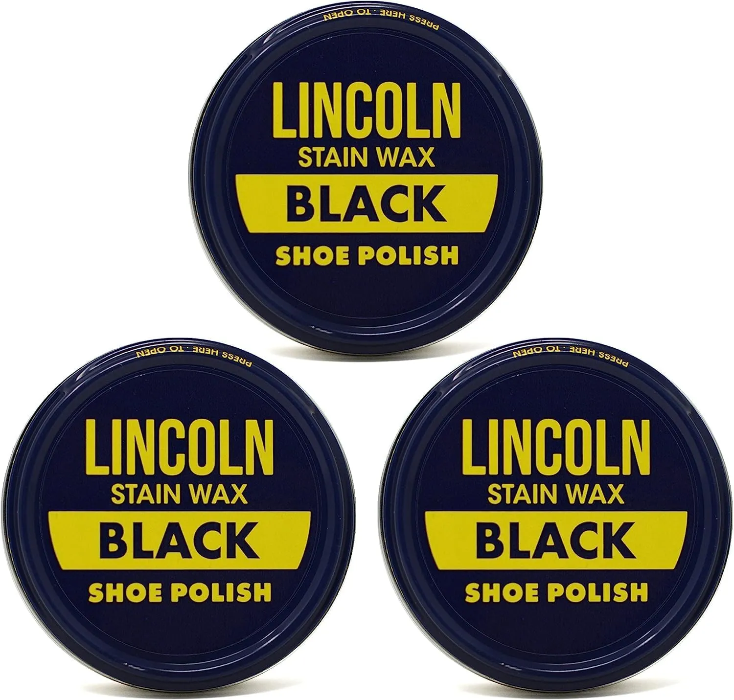 Lincoln Stain Wax Shoe Polish 3 Pack - 2-1/8 oz (Black)