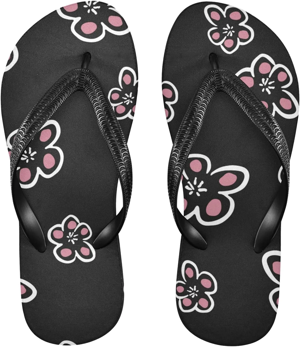 Linqin Flip Flops Slippers for Women/Men Outdoor Summer Beach Sandals Shower Shoes with Butterfly Daisy Flower Free Element