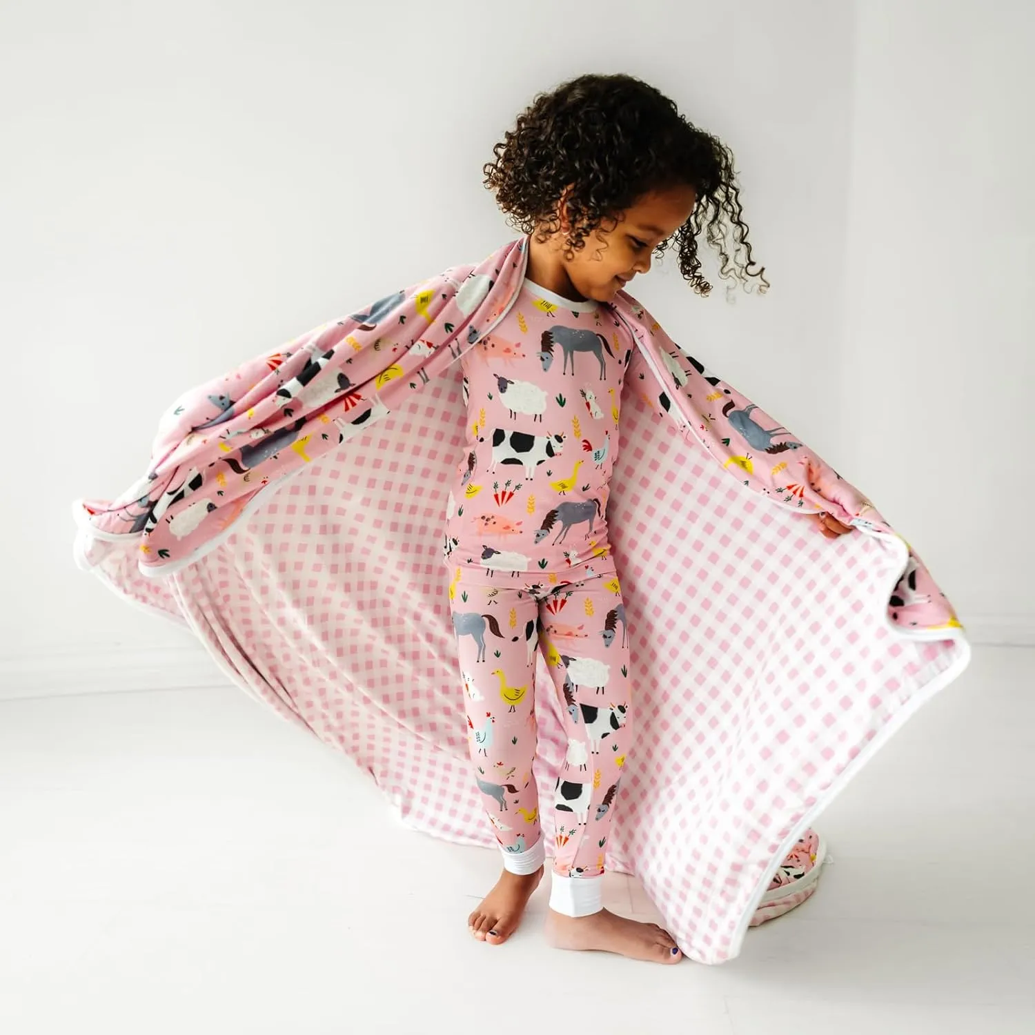 Little Sleepies Cloud Blanket - Viscose Derived from Bamboo Blanket, Soft, Comfy, and Breathable for Hot Sleepers, Lightweight, 50" x 50", Pink Farm Animals, Large