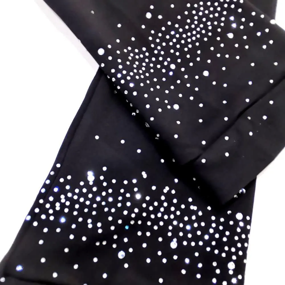 LIUHUO Girls Ice Skating Pants Women Black Rhinestones Training Practice Leggings Fleece Inside
