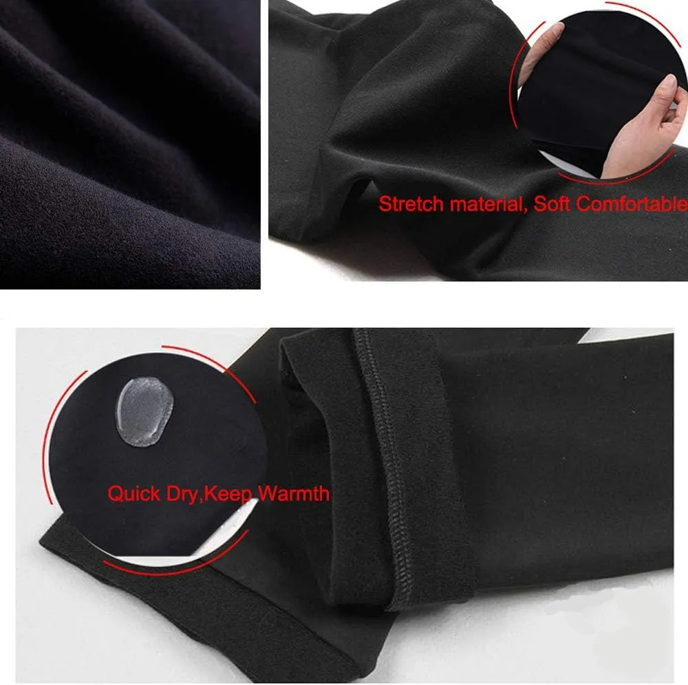 LIUHUO Girls Ice Skating Pants Women Black Rhinestones Training Practice Leggings Fleece Inside