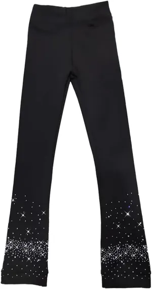 LIUHUO Girls Ice Skating Pants Women Black Rhinestones Training Practice Leggings Fleece Inside