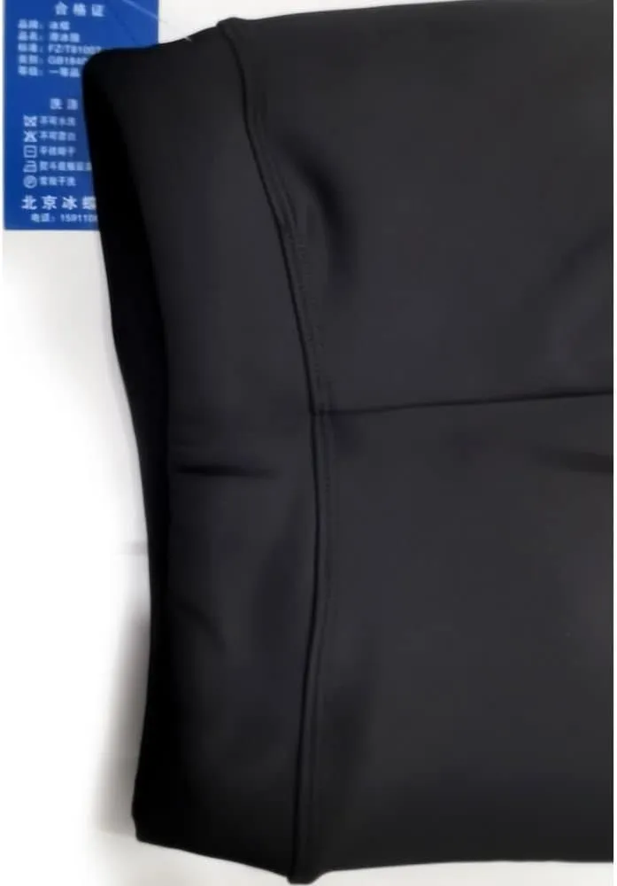 LIUHUO Girls Ice Skating Pants Women Black Rhinestones Training Practice Leggings Fleece Inside