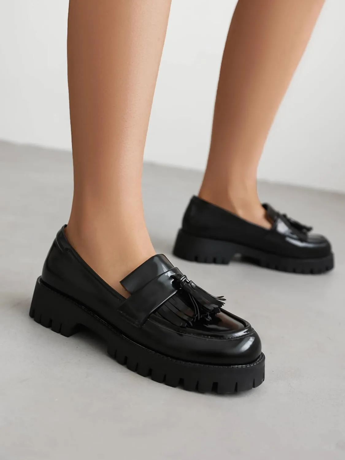 Loafers for Women Platform Chunky Lug Sole Comfort Slip-on Causal Work Loafer Shoes