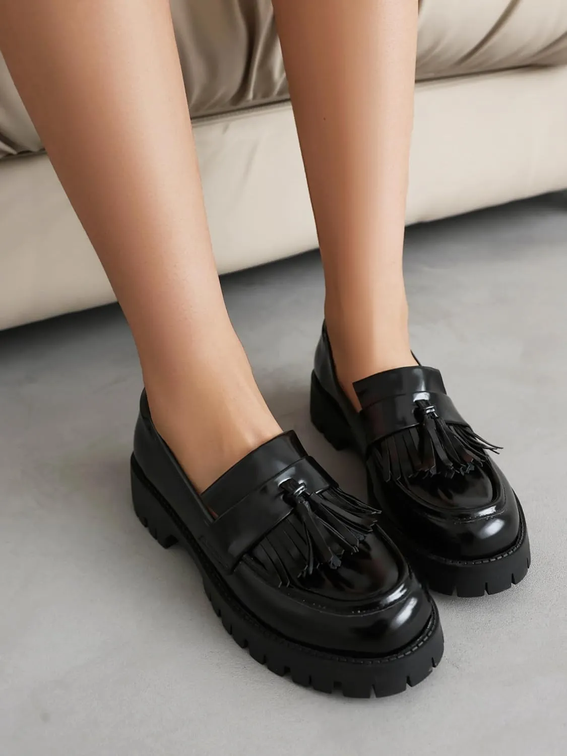 Loafers for Women Platform Chunky Lug Sole Comfort Slip-on Causal Work Loafer Shoes