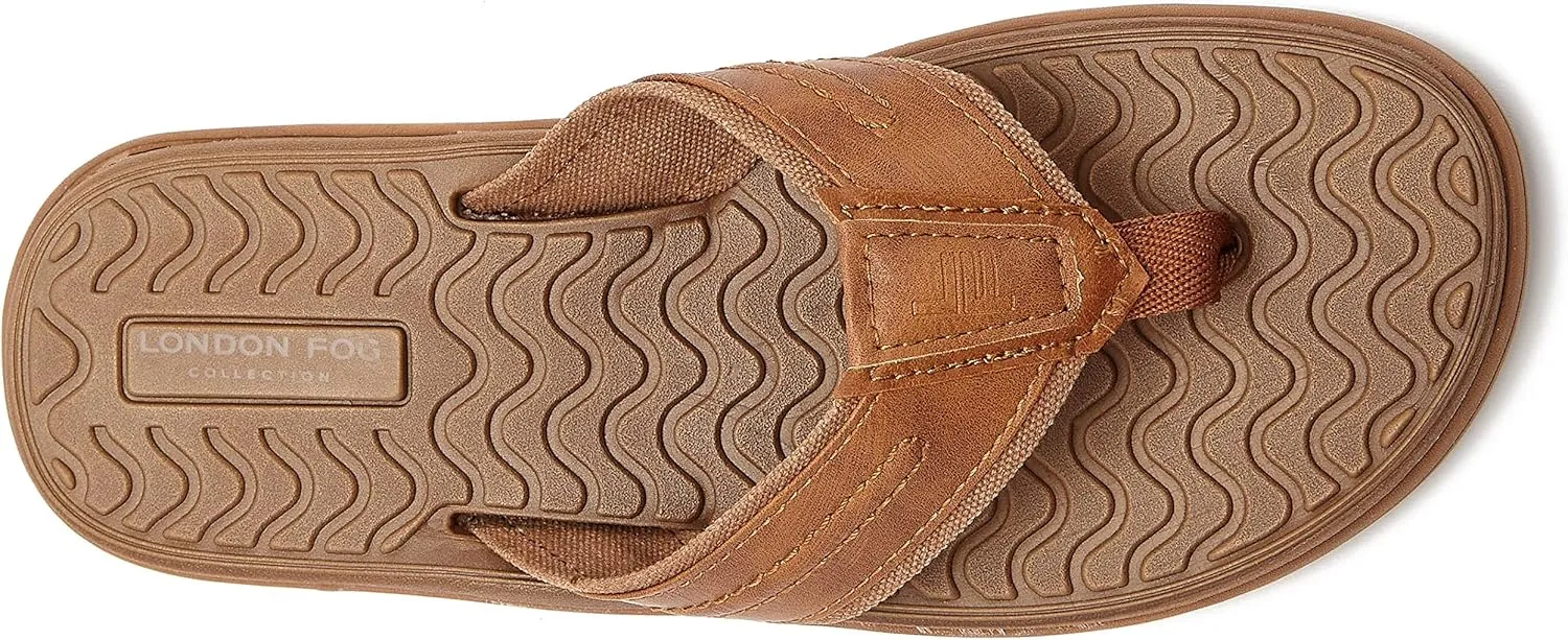 LONDON FOG Anthony Men’s Thong Sandals, Athletic Flip Flops for Men Size 7 to 13 - Black, Grey or Brown
