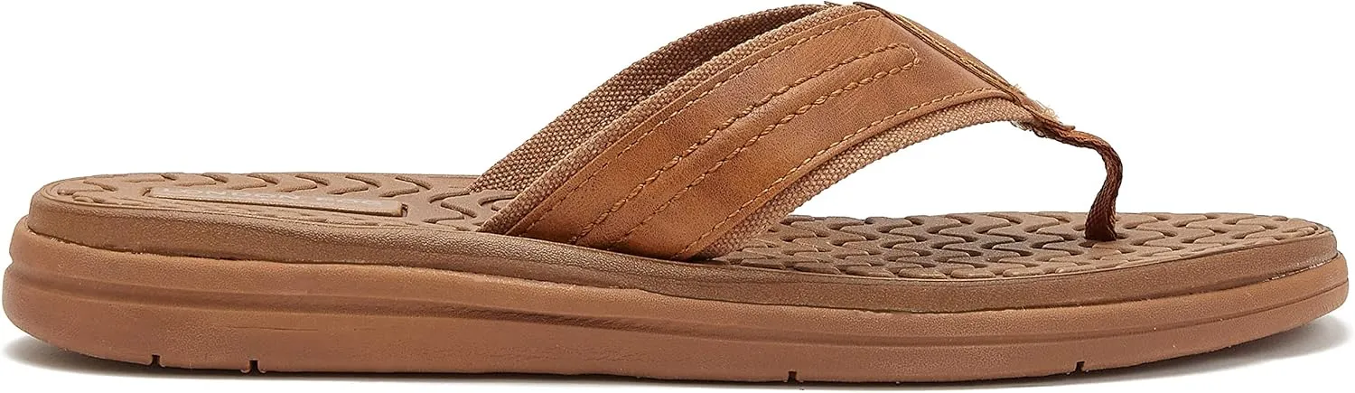 LONDON FOG Anthony Men’s Thong Sandals, Athletic Flip Flops for Men Size 7 to 13 - Black, Grey or Brown