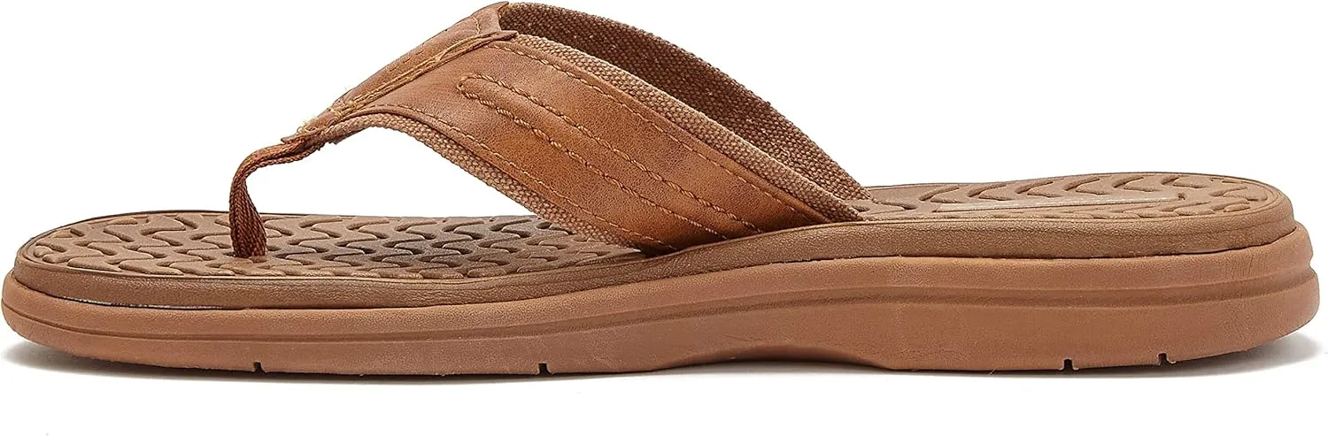 LONDON FOG Anthony Men’s Thong Sandals, Athletic Flip Flops for Men Size 7 to 13 - Black, Grey or Brown