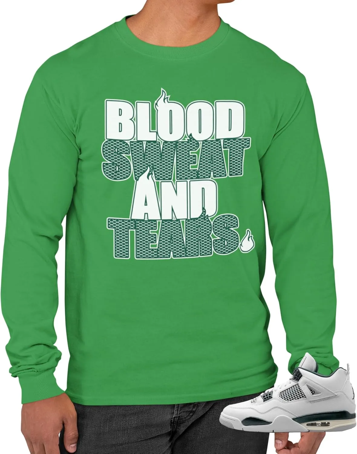 Long Sleeve T Shirt to Match Jordan 4 Oxidized Green Men's Graphic L/S Tee