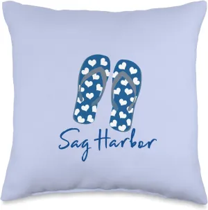 Loves Hearts Sag Harbor Long Island Heart Flip Flops Coastal Throw Pillow