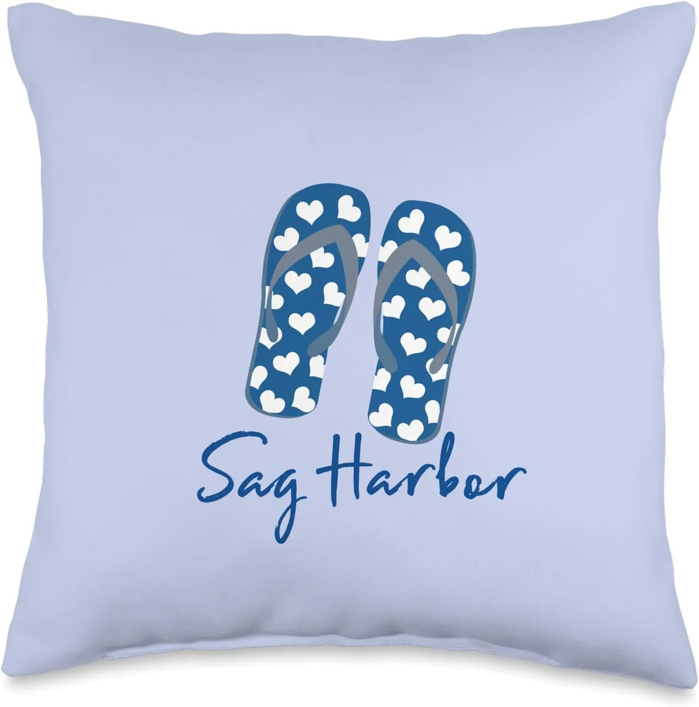 Loves Hearts Sag Harbor Long Island Heart Flip Flops Coastal Throw Pillow