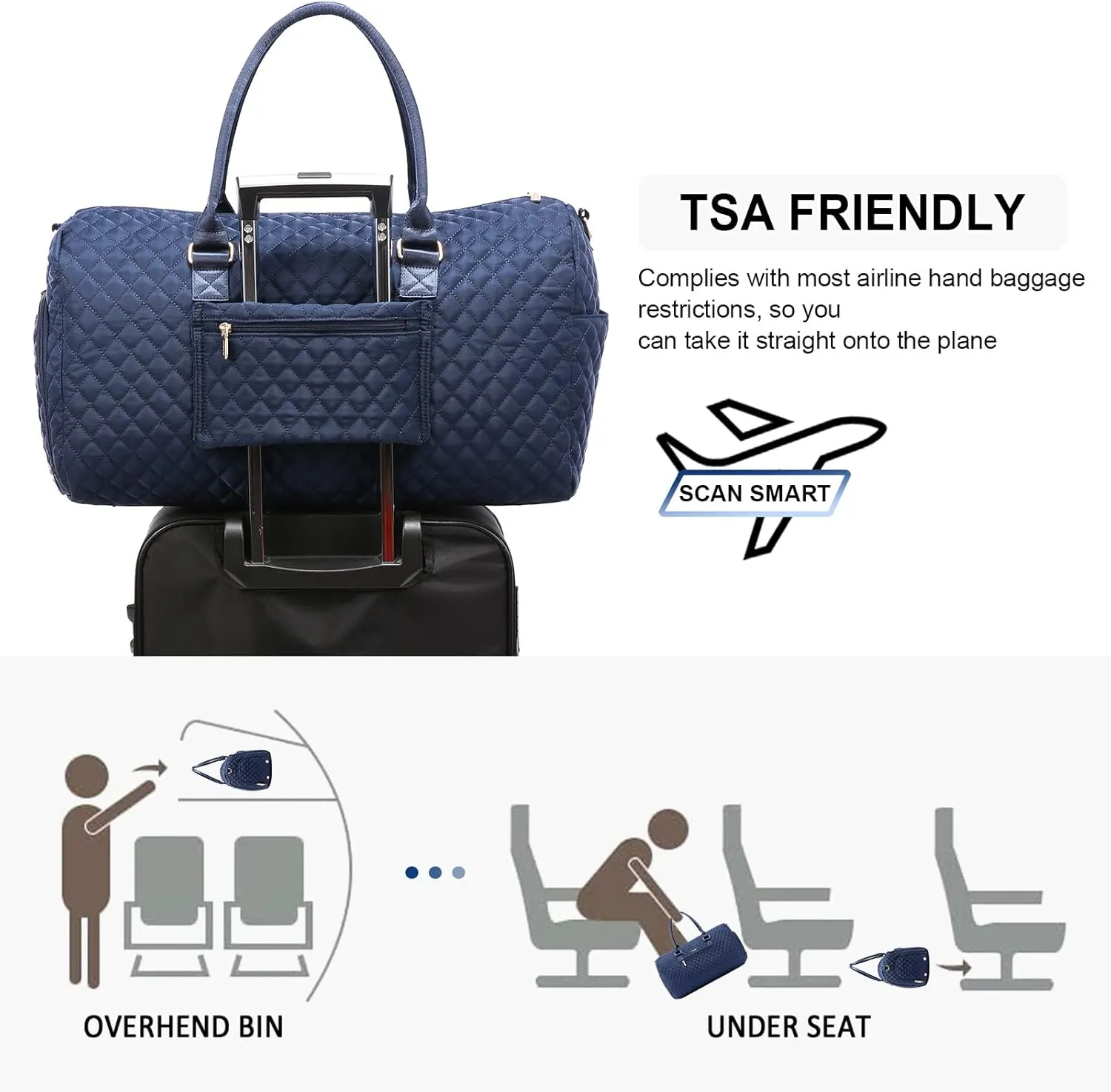 LOVEVOOK Travel Duffle Bag, Weekender Bag for Women with Toiletry Bag, Carry on Overnight Bag with Shoe Compartment, Gym Duffel Bag with Wet Pocket, Mommy Hospital Bags for Labor and Delivery