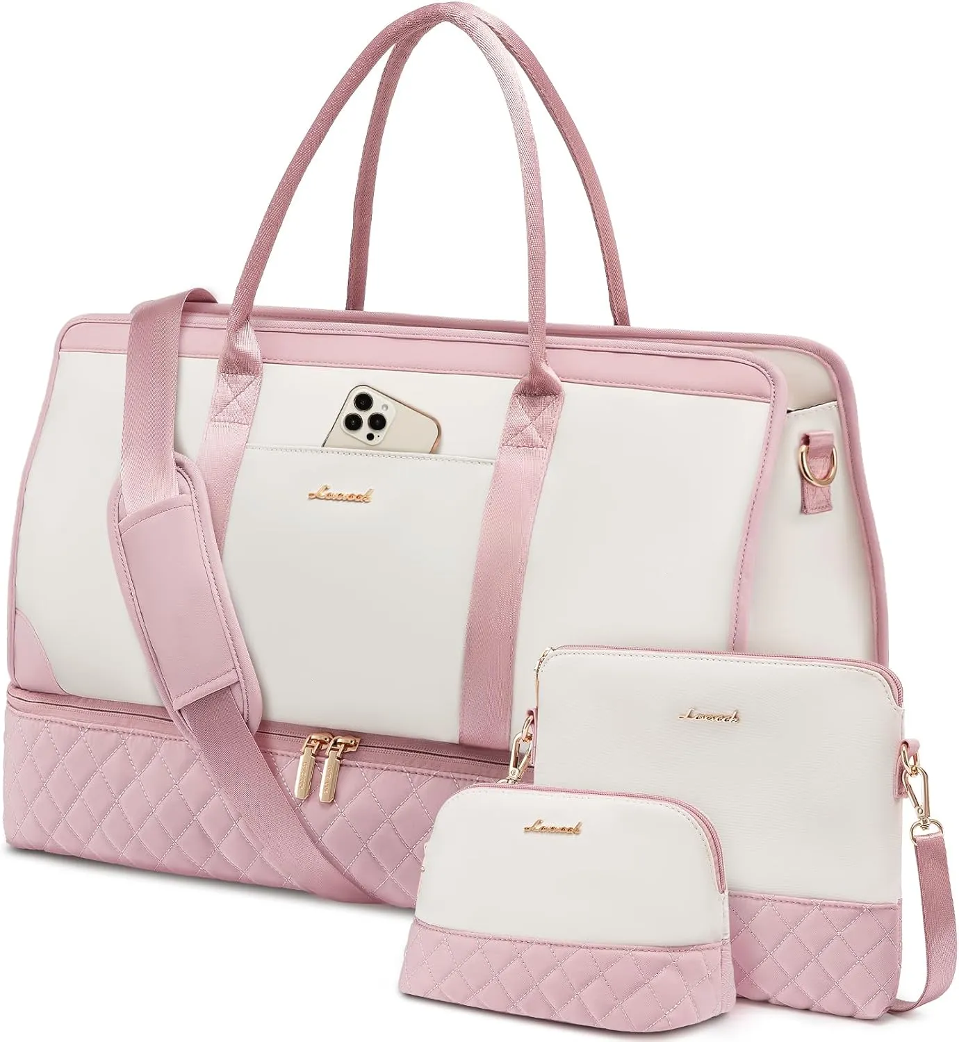LOVEVOOK Weekender Bags for Women Travel Duffle Bag with Shoe Compartment, Carry on Overnight Bag Set