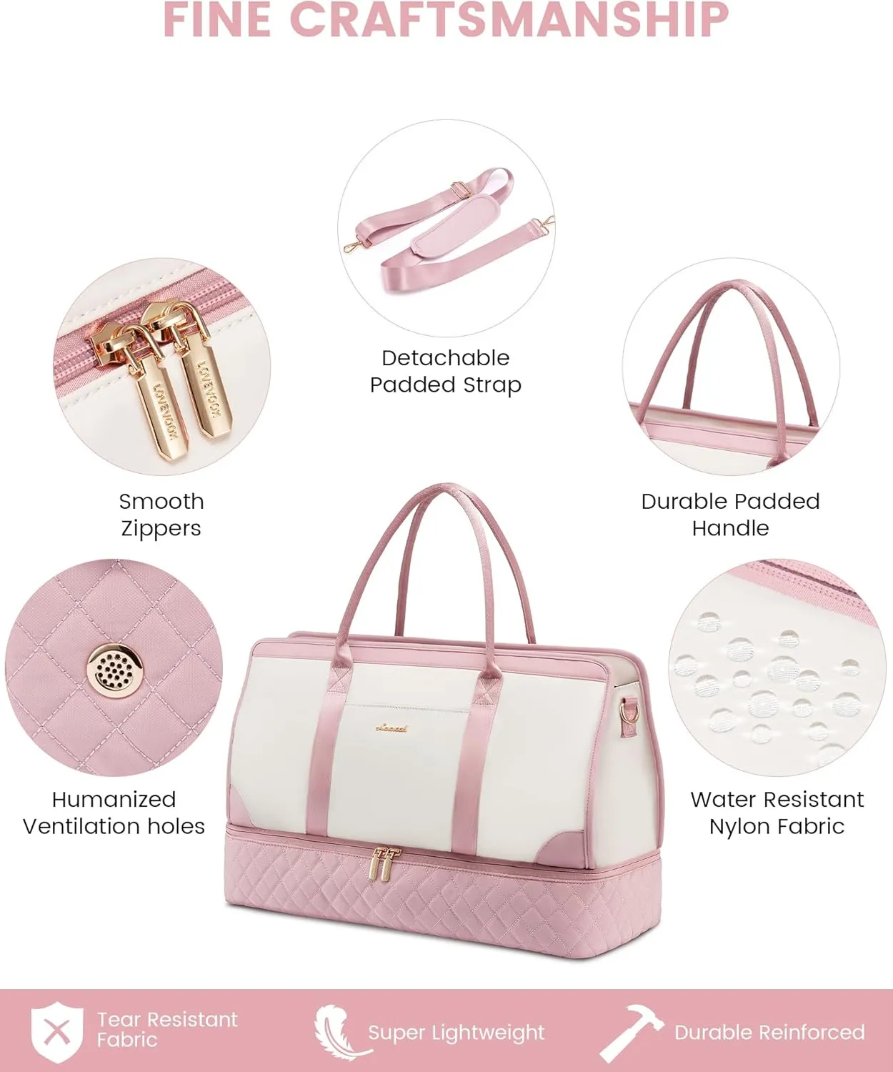 LOVEVOOK Weekender Bags for Women Travel Duffle Bag with Shoe Compartment, Carry on Overnight Bag Set