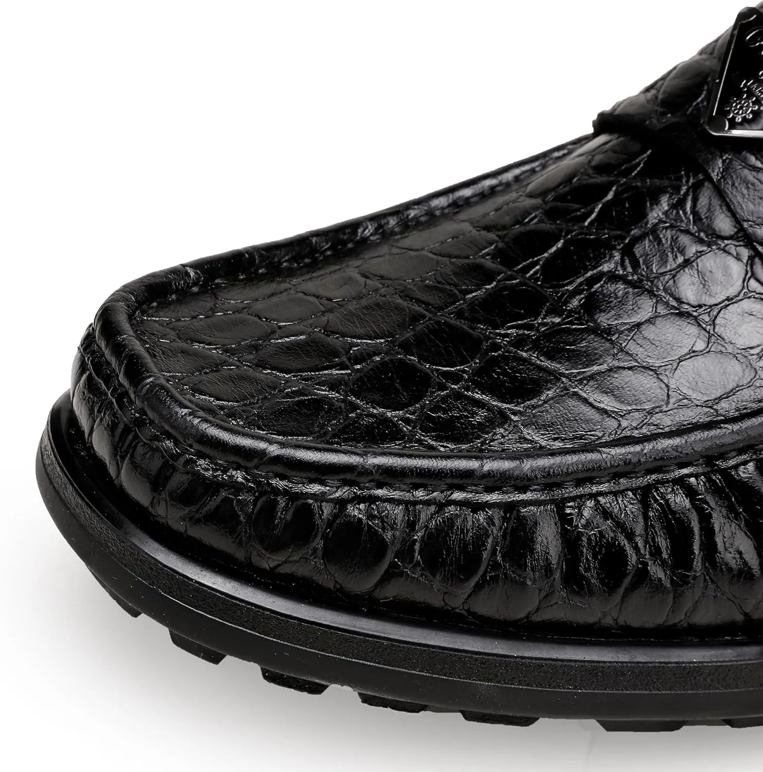 Luxury Leather Dress Shoes for Mens, Fashion Crocodile Printed Thick Sole Slip on Loafer Shoes for Gentleman, Business