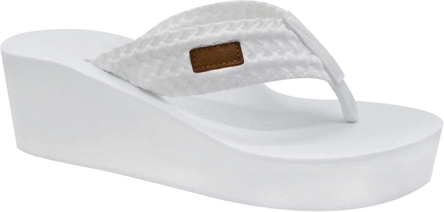 MALIDA Womens Wedge Arch Support Flip Flops Cushion Soft Rubber Midsole Platform Thong Sandals with Rubber Sole
