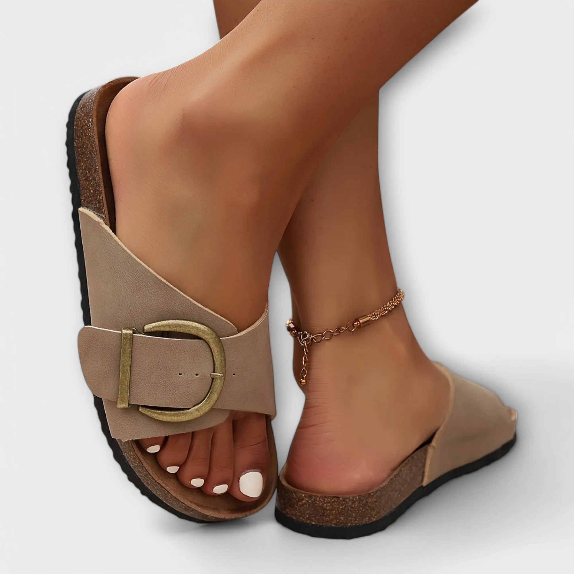 Margie™ | Women's cork mule with buckle and strap design