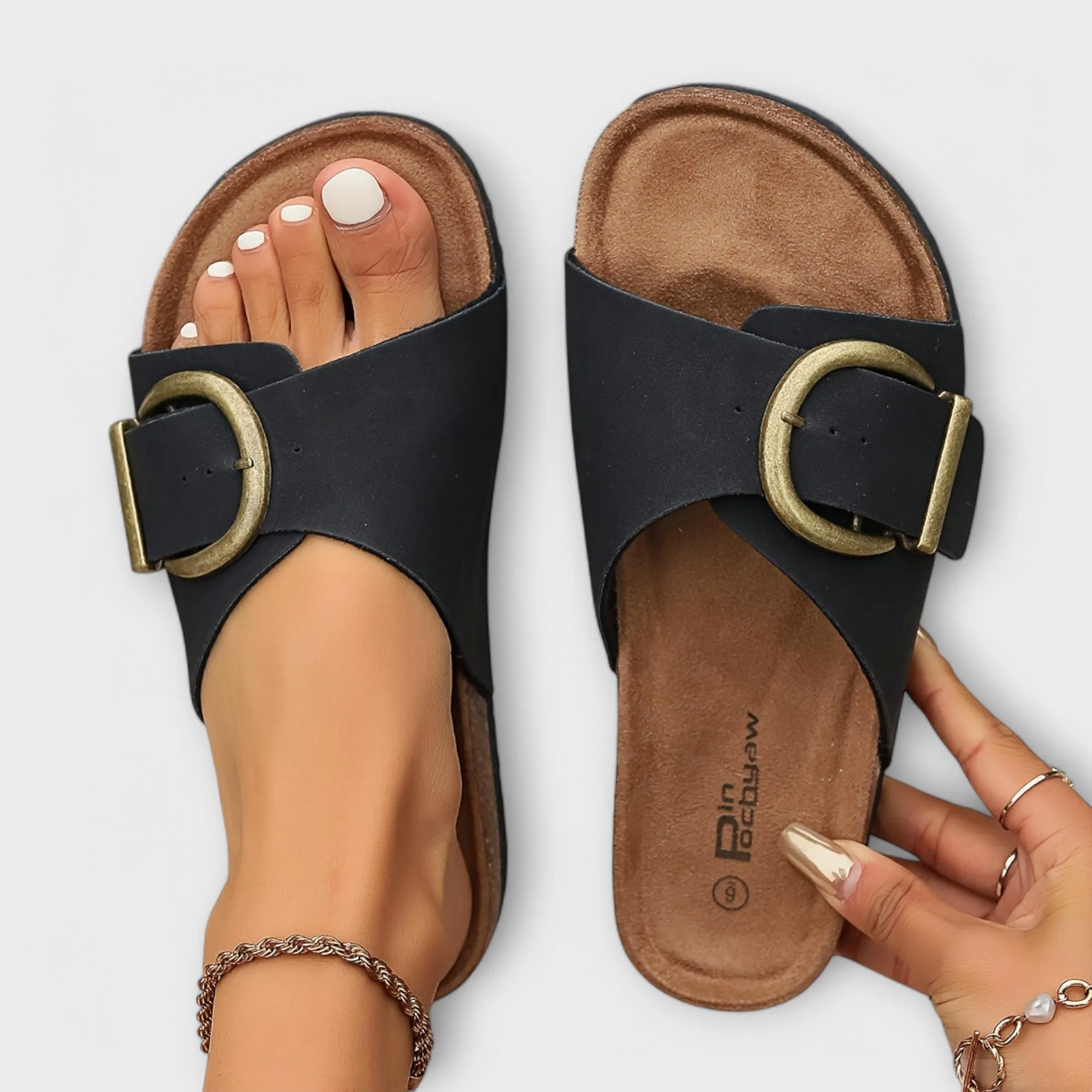Margie™ | Women's cork mule with buckle and strap design