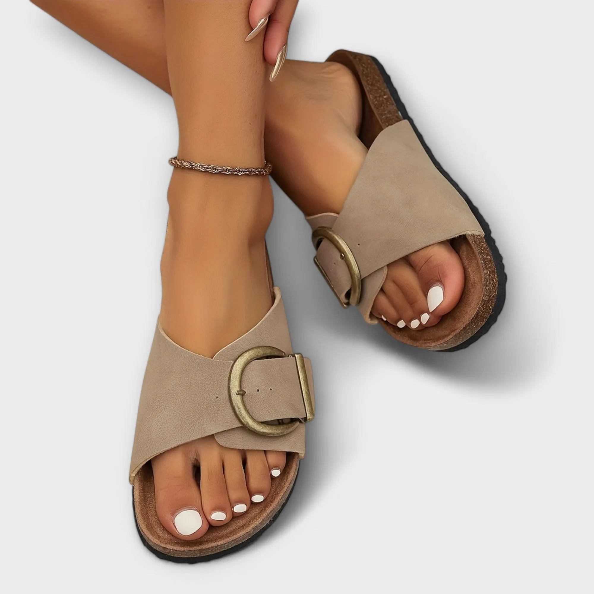 Margie™ | Women's cork mule with buckle and strap design