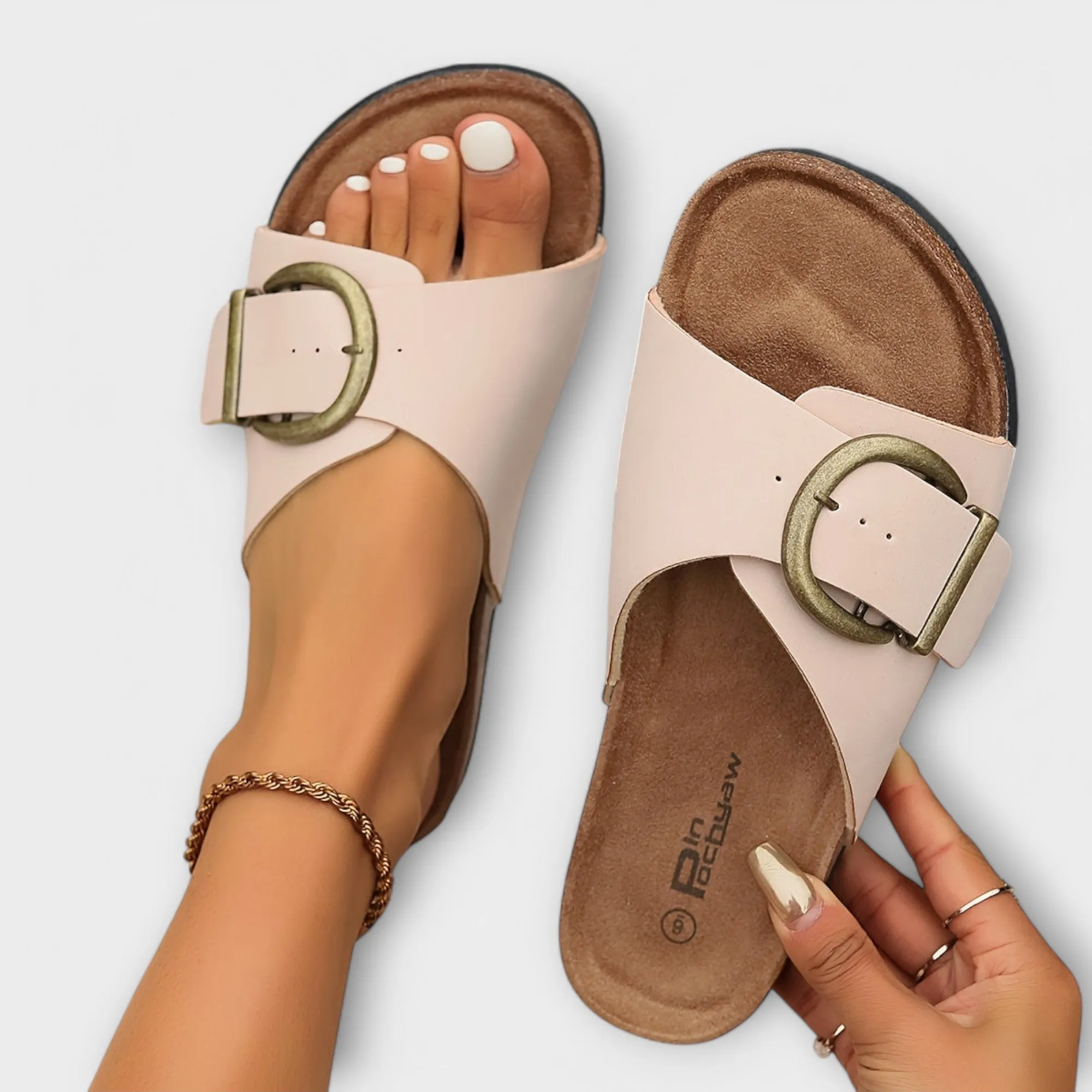 Margie™ | Women's cork mule with buckle and strap design