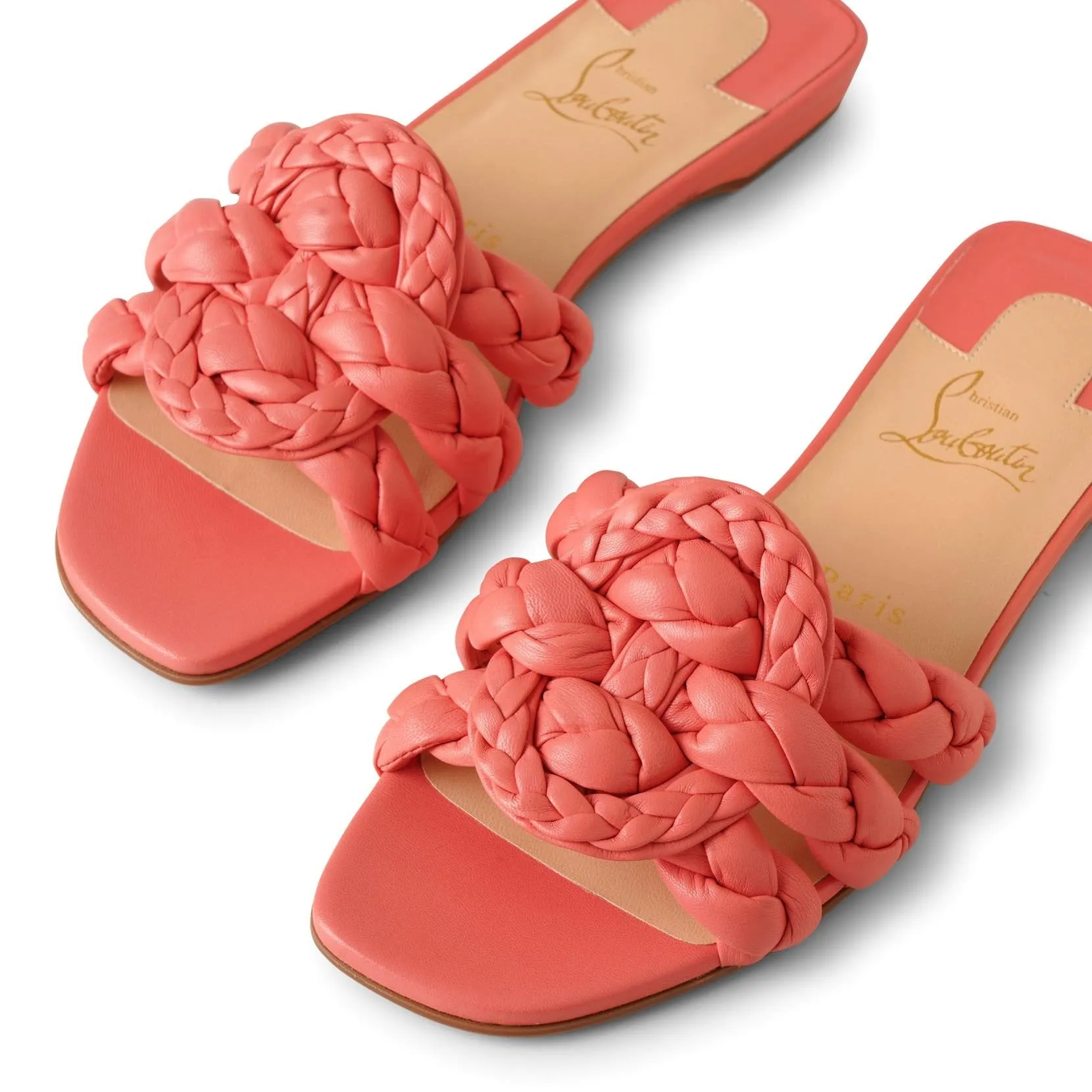 Marmela flat braided leather slides