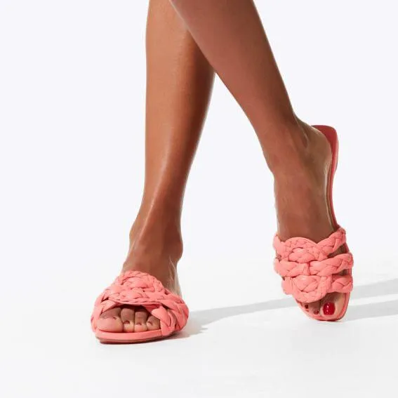 Marmela flat braided leather slides