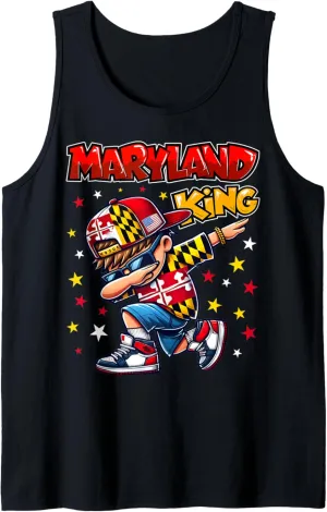 Maryland King Dabbing Cool Maryland State Flag for Kids Tank Top