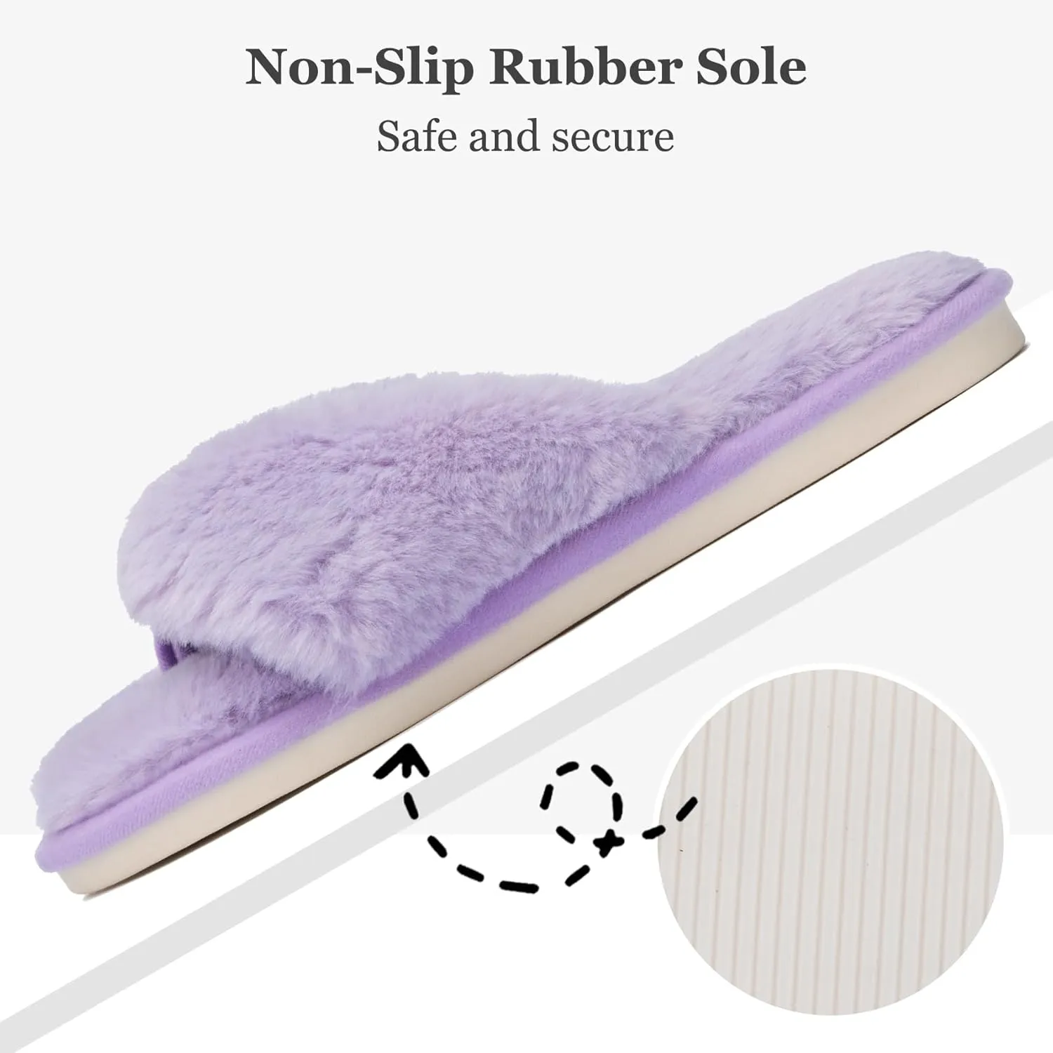 MAXTOP Fluffy House Slippers for Women Open Toe Cute Memory Foam Flip Flop Slippers Indoor Outdoor Soft Slides Shoes