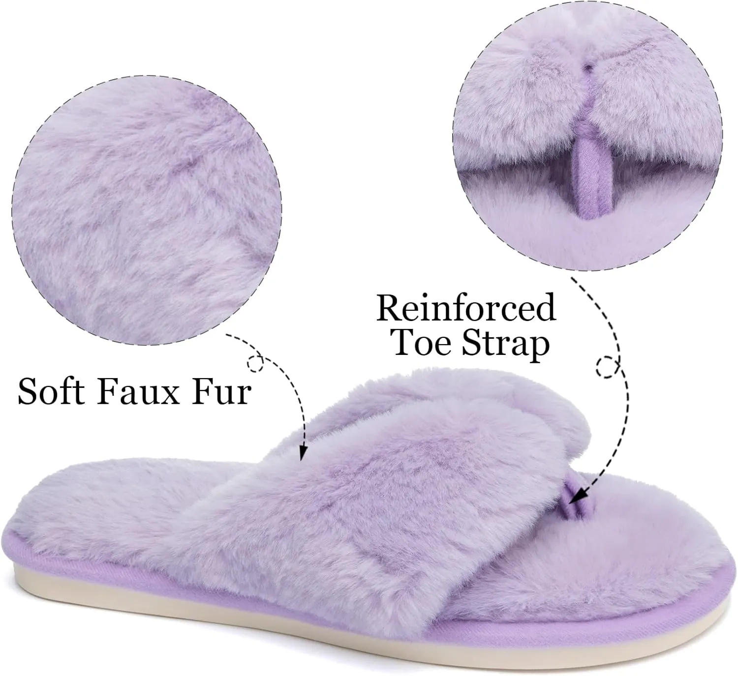 MAXTOP Fluffy House Slippers for Women Open Toe Cute Memory Foam Flip Flop Slippers Indoor Outdoor Soft Slides Shoes