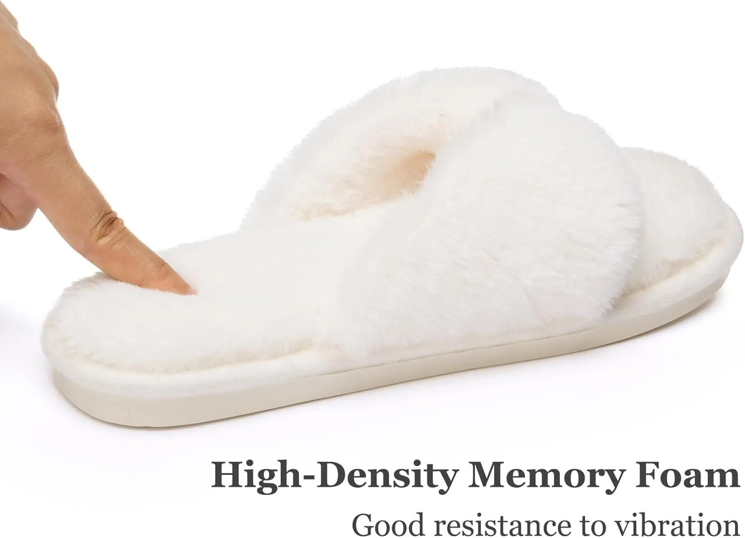 MAXTOP Fluffy House Slippers for Women Open Toe Cute Memory Foam Flip Flop Slippers Indoor Outdoor Soft Slides Shoes