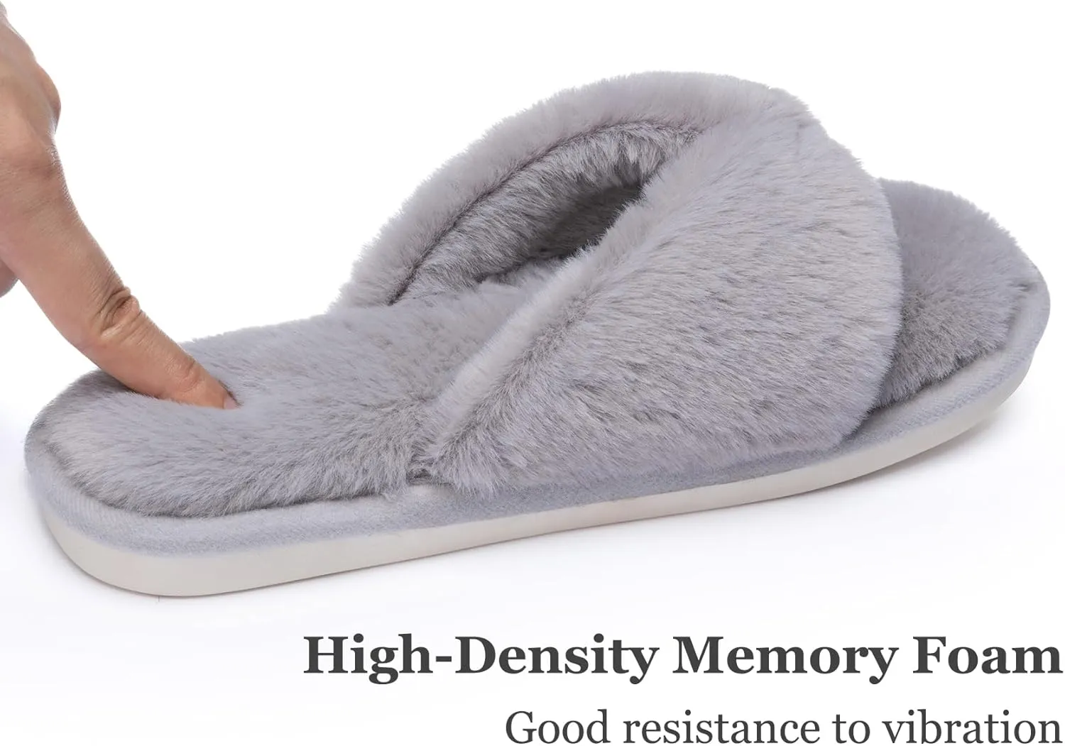 MAXTOP Fluffy House Slippers for Women Open Toe Cute Memory Foam Flip Flop Slippers Indoor Outdoor Soft Slides Shoes