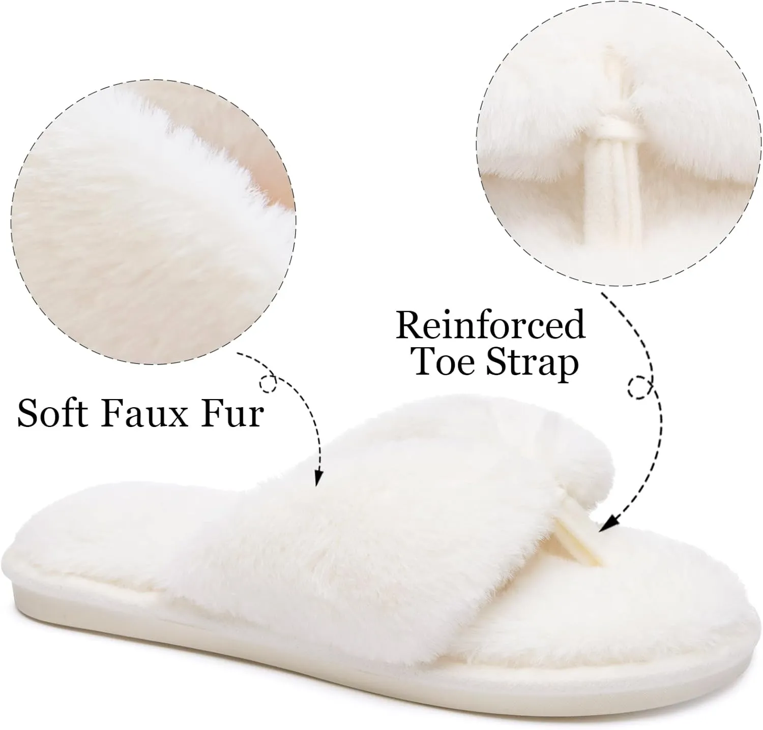 MAXTOP Fluffy House Slippers for Women Open Toe Cute Memory Foam Flip Flop Slippers Indoor Outdoor Soft Slides Shoes