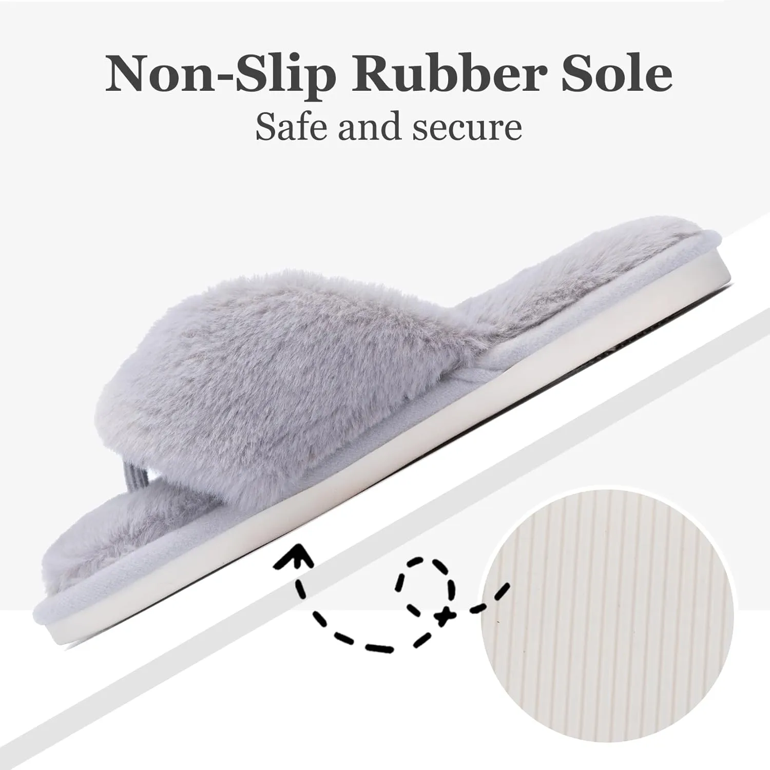 MAXTOP Fluffy House Slippers for Women Open Toe Cute Memory Foam Flip Flop Slippers Indoor Outdoor Soft Slides Shoes