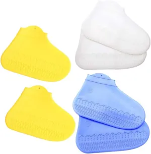 Medium Tube Overshoes 3 Pairs of Silicone Rainproof Shoes Covers Anti-Slip for Rainy Days