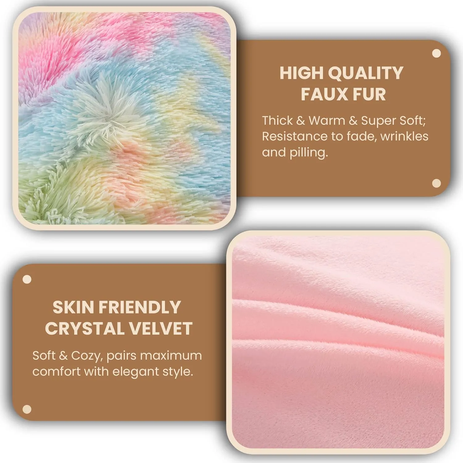 MEGO Rainbow Print Fluffy Body Pillow Cover, 20x54 Shaggy Faux Fur Body Pillow Case, Tie Dye Soft Plush Fuzzy Body Pillowcase, Furry Long Bed Pillow with Zipper for Kids Girls Children Women Rainbow
