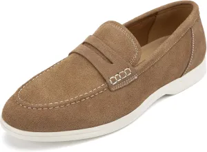 Meijiana Men's Genuine Leather Loafers Slip-On Moccasins Suede Dress Shoes, Lightweight and Breathable with Rubber Sole Stylish Mens Loafers