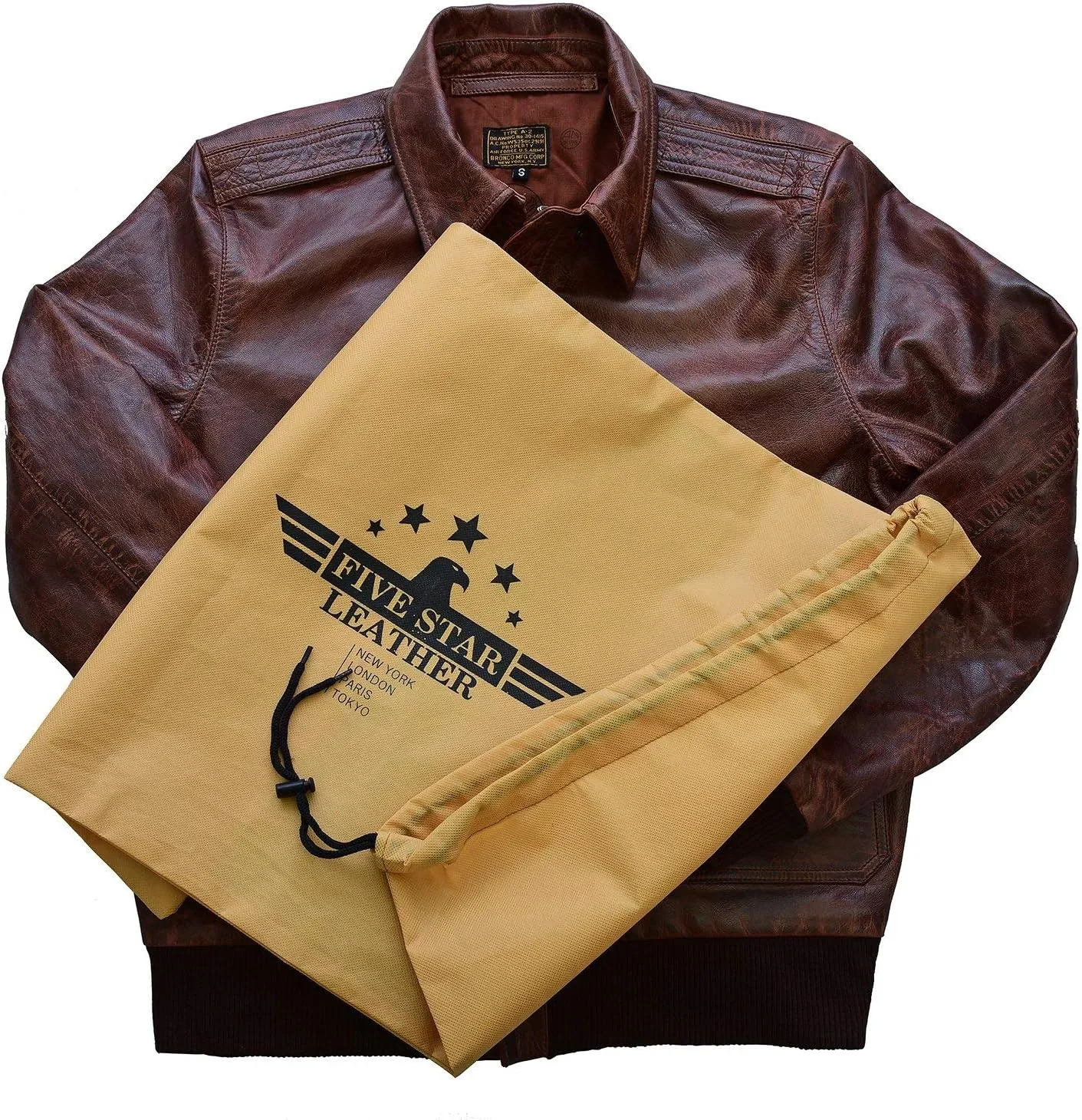 Men's Air Force A-2 Leather Flight Bomber Jacket (Regular and Big & Tall)