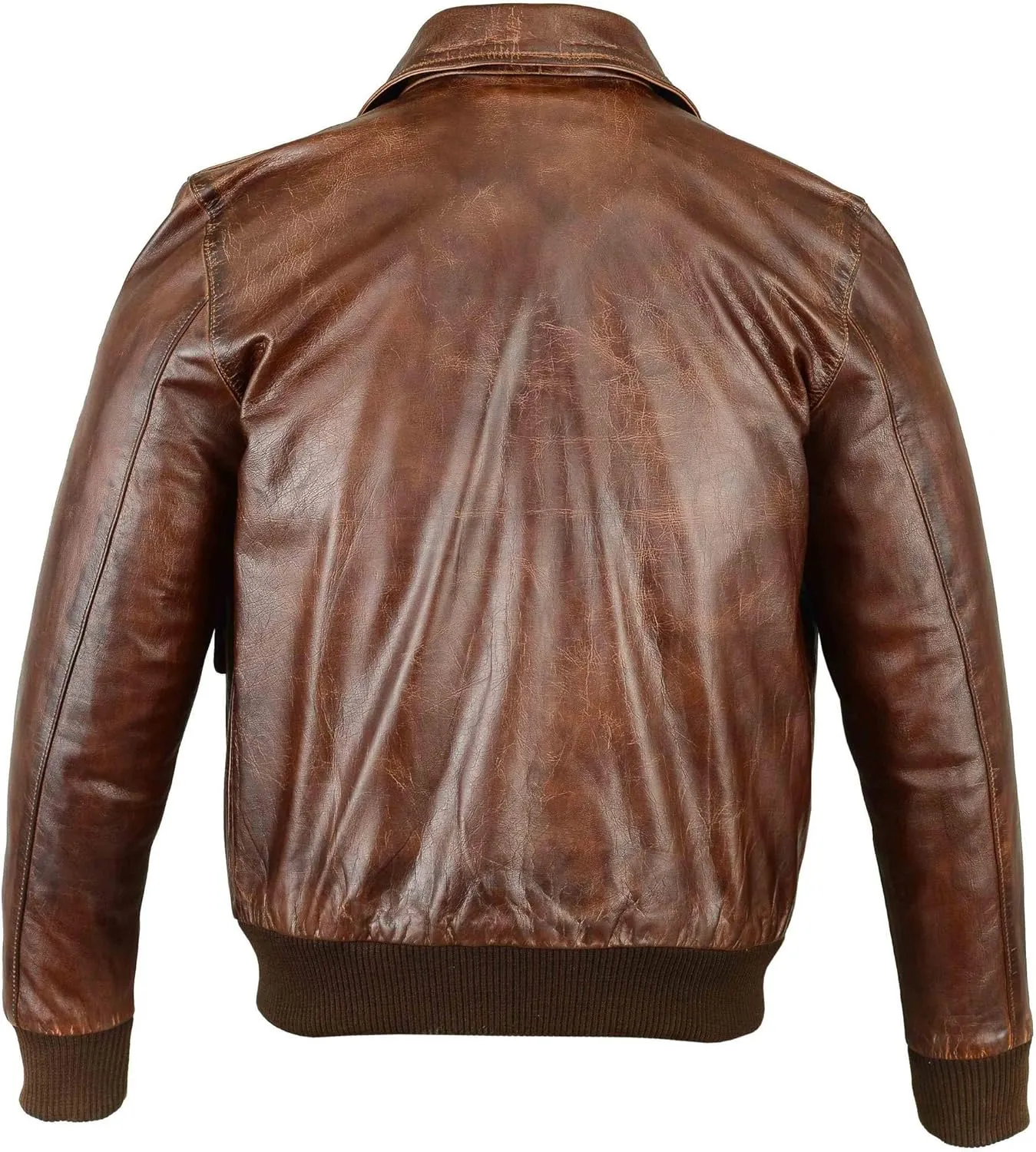 Men's Air Force A-2 Leather Flight Bomber Jacket (Regular and Big & Tall)