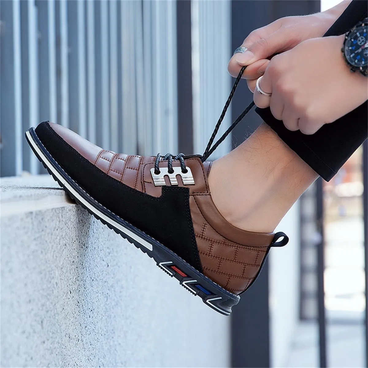 Mens Business Casual Loafers Shoes for Male Lace-up Stylish Work Office Working Oxfords