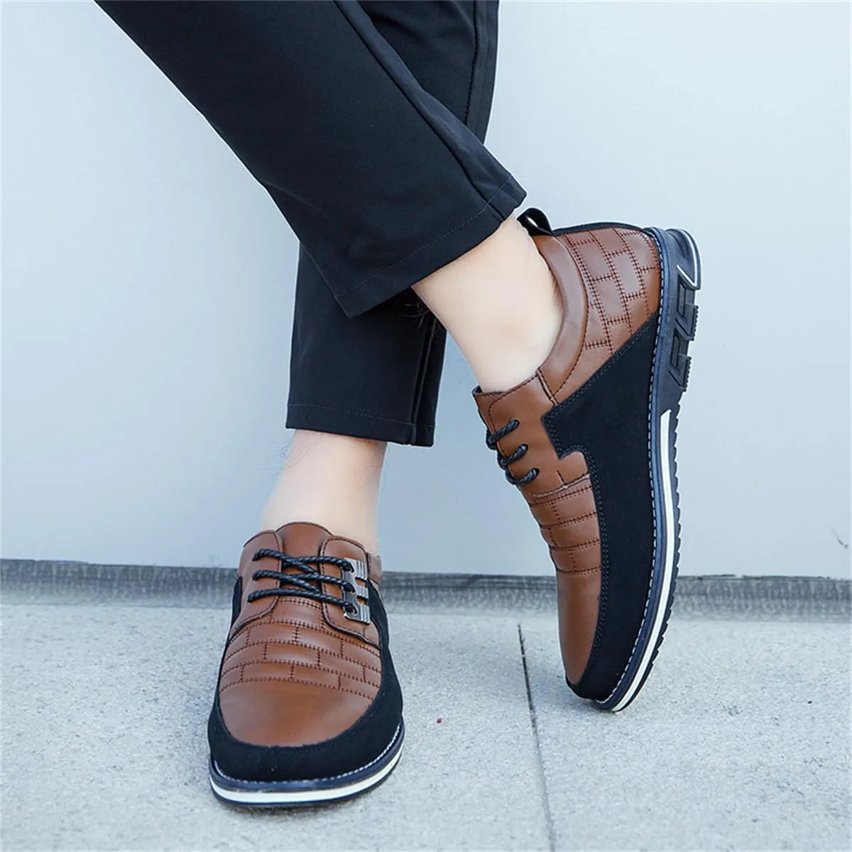 Mens Business Casual Loafers Shoes for Male Lace-up Stylish Work Office Working Oxfords